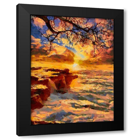 Cliff above the Sea Black Modern Wood Framed Art Print with Double Matting by Medeiros, Celito