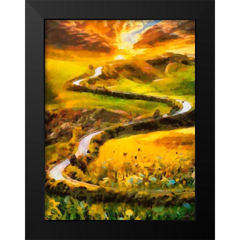 Windig Road Black Modern Wood Framed Art Print by Medeiros, Celito