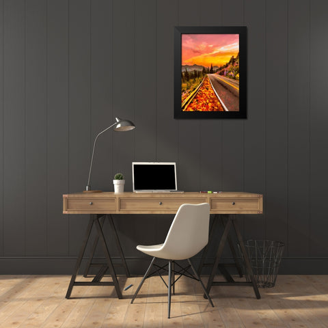Sunset in the Mountains Black Modern Wood Framed Art Print by Medeiros, Celito