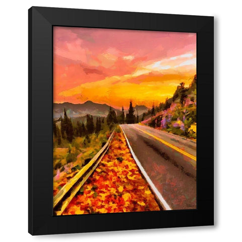 Sunset in the Mountains Black Modern Wood Framed Art Print by Medeiros, Celito