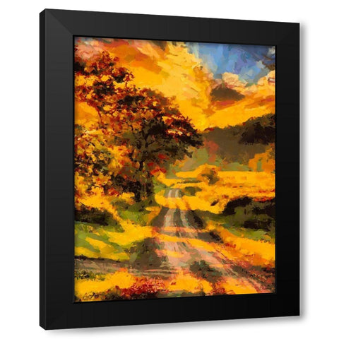 Golden Sunset Black Modern Wood Framed Art Print by Medeiros, Celito