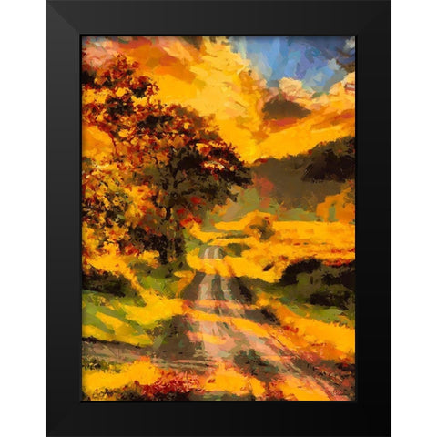 Golden Sunset Black Modern Wood Framed Art Print by Medeiros, Celito