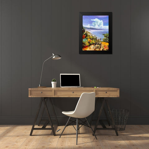 Armchair on the Terrace Black Modern Wood Framed Art Print by Medeiros, Celito