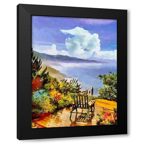 Armchair on the Terrace Black Modern Wood Framed Art Print with Double Matting by Medeiros, Celito
