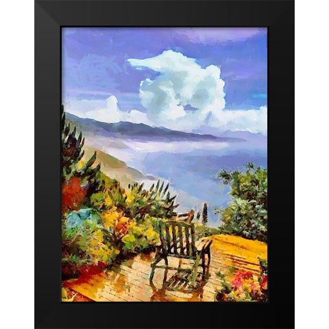 Armchair on the Terrace Black Modern Wood Framed Art Print by Medeiros, Celito
