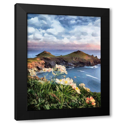 Flowers in the Meadow by the Sea III Black Modern Wood Framed Art Print by Medeiros, Celito