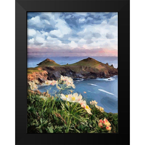 Flowers in the Meadow by the Sea III Black Modern Wood Framed Art Print by Medeiros, Celito