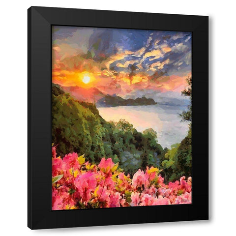 Flowers in the Meadow by the Sea IV Black Modern Wood Framed Art Print by Medeiros, Celito