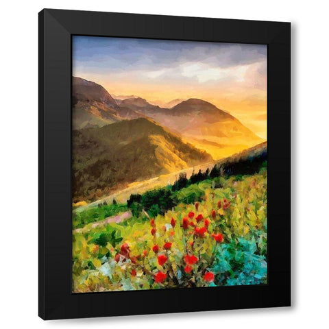 Meadow in the Mountains Black Modern Wood Framed Art Print with Double Matting by Medeiros, Celito