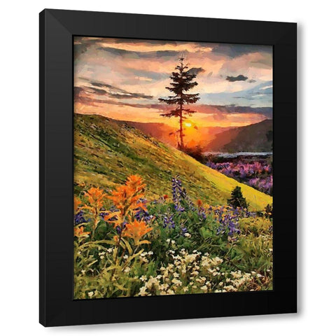 Sunrise behind a Tree Black Modern Wood Framed Art Print with Double Matting by Medeiros, Celito
