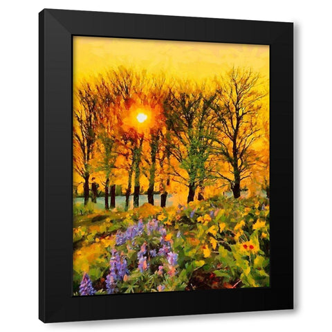 Sunset behind the Trees Black Modern Wood Framed Art Print with Double Matting by Medeiros, Celito