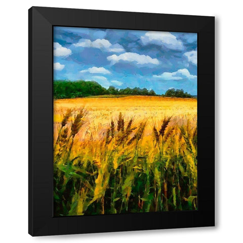 Wheat Fields Black Modern Wood Framed Art Print with Double Matting by Medeiros, Celito