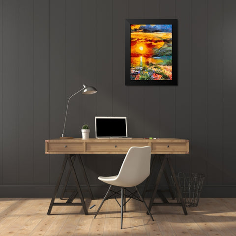 Bloody Sunset Black Modern Wood Framed Art Print by Medeiros, Celito
