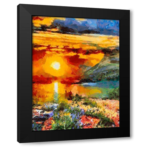 Bloody Sunset Black Modern Wood Framed Art Print with Double Matting by Medeiros, Celito