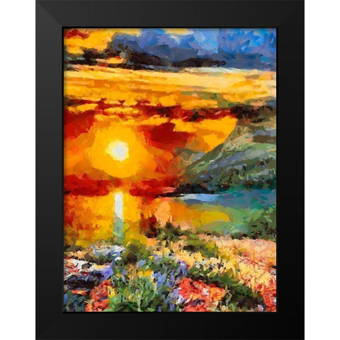 Bloody Sunset Black Modern Wood Framed Art Print by Medeiros, Celito