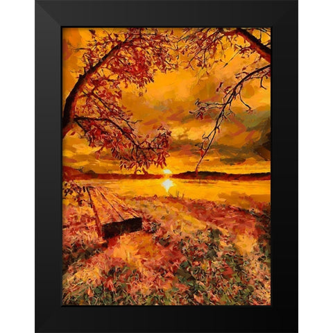 Golden Sunset Black Modern Wood Framed Art Print by Medeiros, Celito