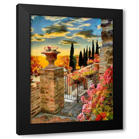 A Terrace in Tuscany Black Modern Wood Framed Art Print by Medeiros, Celito