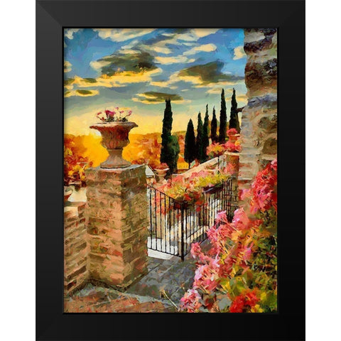 A Terrace in Tuscany Black Modern Wood Framed Art Print by Medeiros, Celito