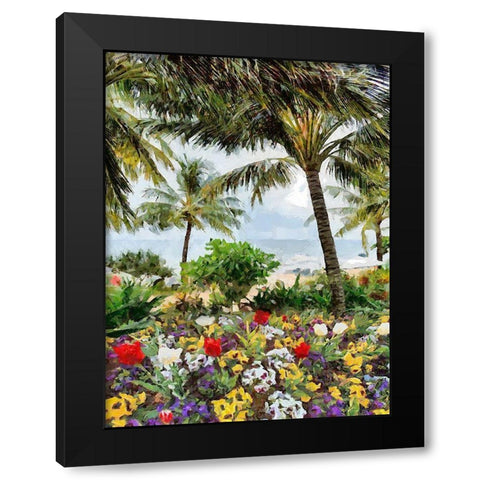 Flowers on the Palm Beach Black Modern Wood Framed Art Print with Double Matting by Medeiros, Celito