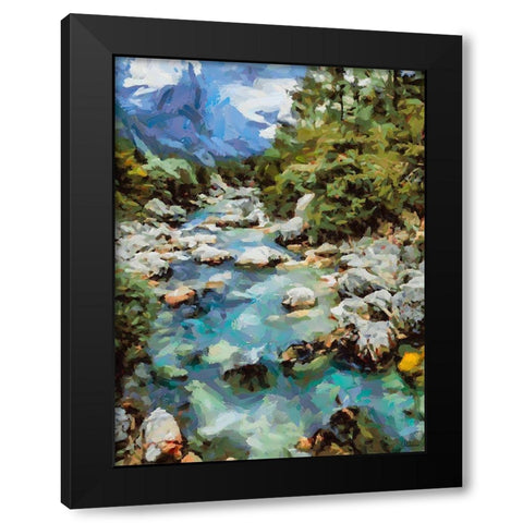 Stream in the Mountains I Black Modern Wood Framed Art Print by Medeiros, Celito