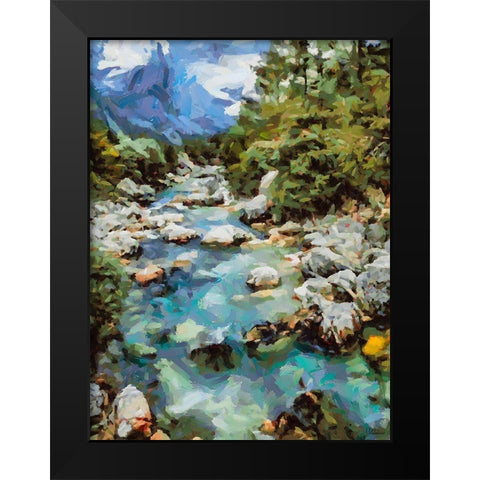 Stream in the Mountains I Black Modern Wood Framed Art Print by Medeiros, Celito