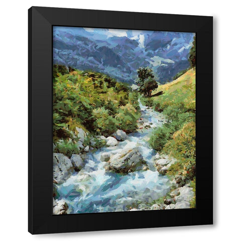 Stream in the Mountains III Black Modern Wood Framed Art Print with Double Matting by Medeiros, Celito