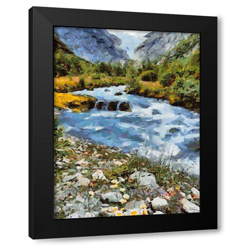Stream in the Mountains V Black Modern Wood Framed Art Print with Double Matting by Medeiros, Celito