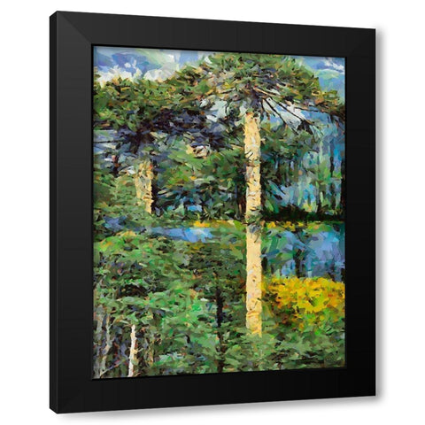 Tropical Trees Black Modern Wood Framed Art Print by Medeiros, Celito