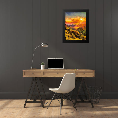 Sunset in the Mountains I Black Modern Wood Framed Art Print by Medeiros, Celito