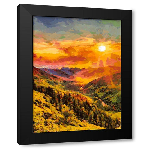 Sunset in the Mountains I Black Modern Wood Framed Art Print by Medeiros, Celito