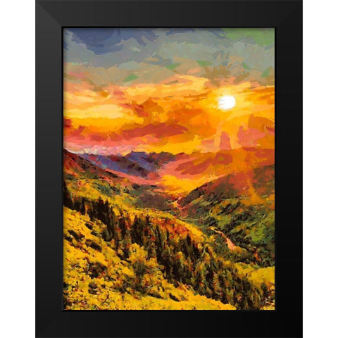 Sunset in the Mountains I Black Modern Wood Framed Art Print by Medeiros, Celito