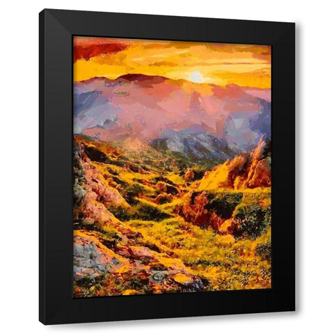 Sunset in the Mountains II Black Modern Wood Framed Art Print with Double Matting by Medeiros, Celito