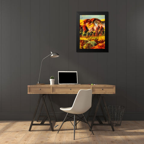 Golden Autumn in the Mountains II Black Modern Wood Framed Art Print by Medeiros, Celito