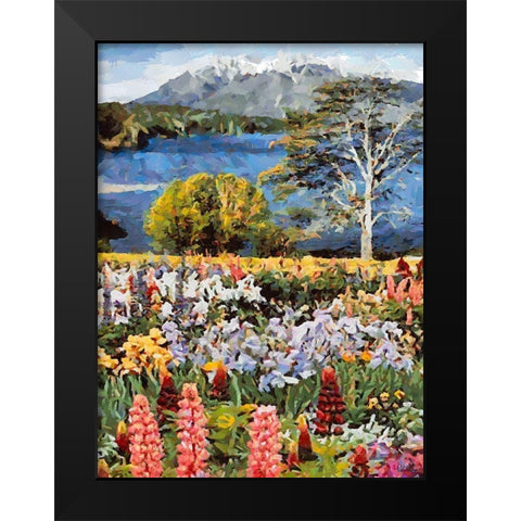 Lupine Flowers  Black Modern Wood Framed Art Print by Medeiros, Celito