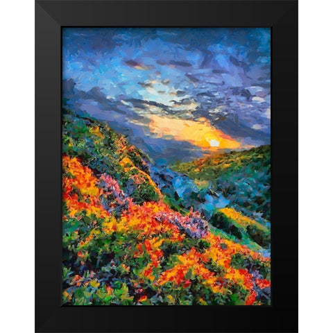 Mountains Meadow V Black Modern Wood Framed Art Print by Medeiros, Celito