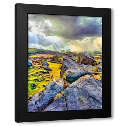 White Rocks Black Modern Wood Framed Art Print by Medeiros, Celito