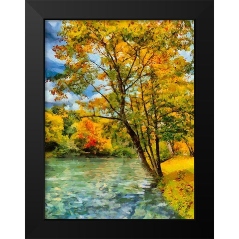 Golden Autumn Black Modern Wood Framed Art Print by Medeiros, Celito