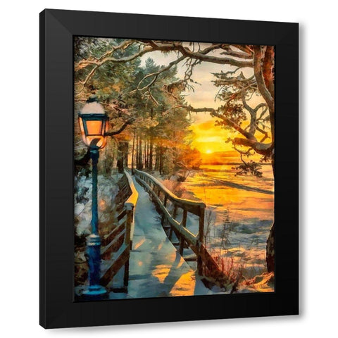 Sunset in Winter Black Modern Wood Framed Art Print by Medeiros, Celito