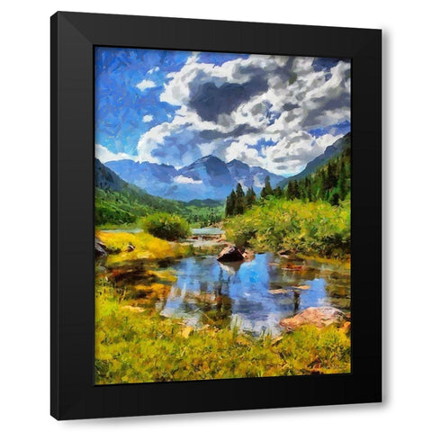 River in the Mountains II Black Modern Wood Framed Art Print by Medeiros, Celito