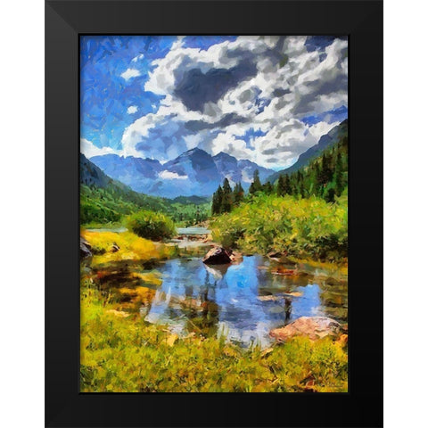 River in the Mountains II Black Modern Wood Framed Art Print by Medeiros, Celito