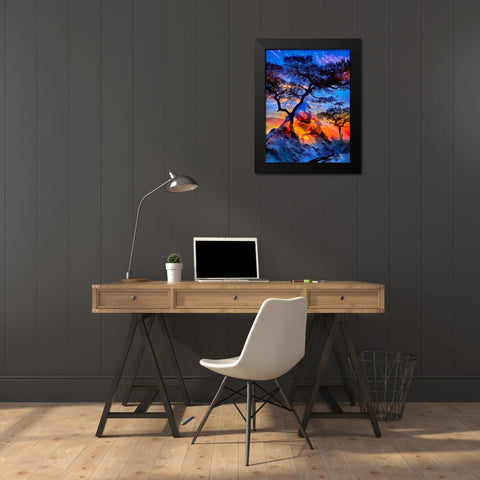 Compilation Tree and Mountain Black Modern Wood Framed Art Print by Medeiros, Celito