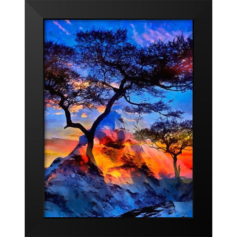 Compilation Tree and Mountain Black Modern Wood Framed Art Print by Medeiros, Celito