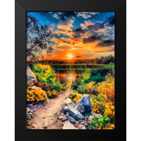 Sunset with Stones Black Modern Wood Framed Art Print by Medeiros, Celito