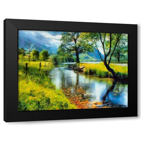 Slowly River Black Modern Wood Framed Art Print by Medeiros, Celito