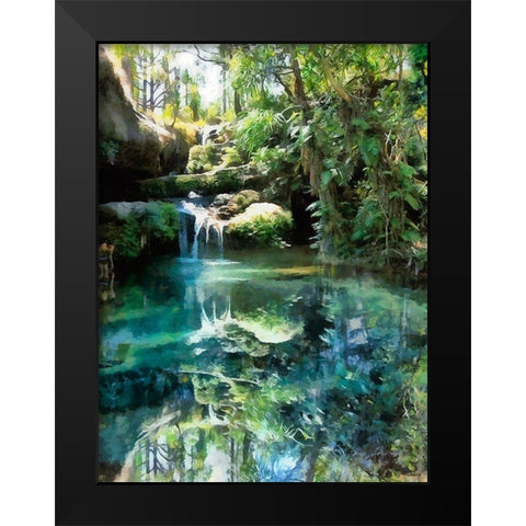 Small Watterfall Black Modern Wood Framed Art Print by Medeiros, Celito