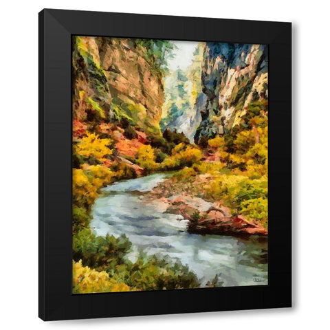 River between Rocks Black Modern Wood Framed Art Print by Medeiros, Celito