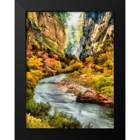 River between Rocks Black Modern Wood Framed Art Print by Medeiros, Celito