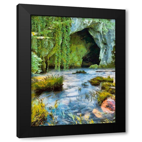 River between Rocks II Black Modern Wood Framed Art Print by Medeiros, Celito