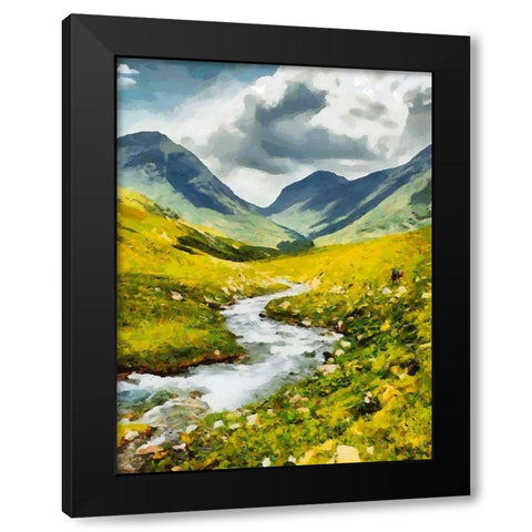 Green Valley with River Black Modern Wood Framed Art Print by Medeiros, Celito