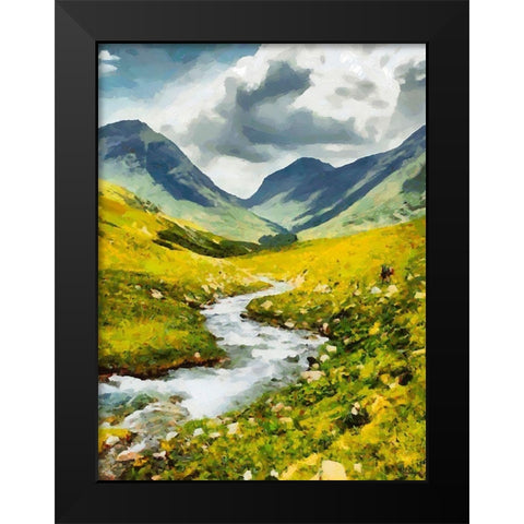 Green Valley with River Black Modern Wood Framed Art Print by Medeiros, Celito